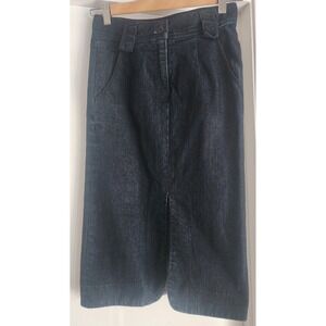 Scanlan & Theodore Women Straight Denim Skirt Midi Designer Luxury Sleek